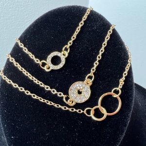 Brand New-Set of 3 Faux Gold & Diamond Bracelets